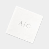 Silver Foil White Wedding Modern Monogram Folie Servetten (Links)