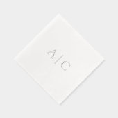 Silver Foil White Wedding Modern Monogram Folie Servetten (Rechts)