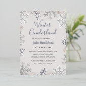 SILVER FOIL Winter Onederland 1e verjaardag Folie Uitnodiging (Staand Voorkant)