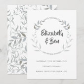 Silver Foliage Save the Date Kaart (Voorkant / Achterkant)