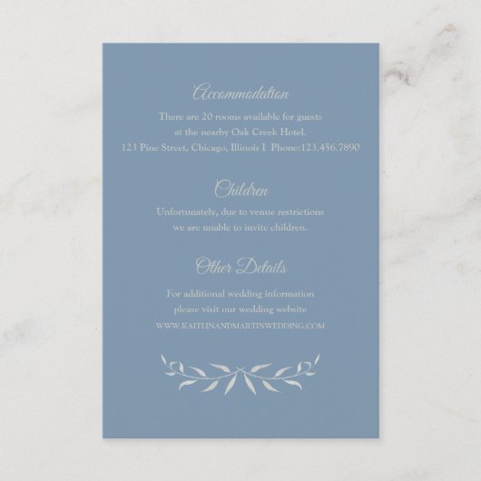 Silver Foliage Wedding Information Kaart (Voorkant)