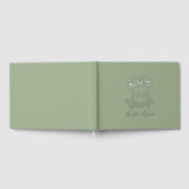 Silver Folie Monogram Sage Green Wedding Gastenboek (Volledig)