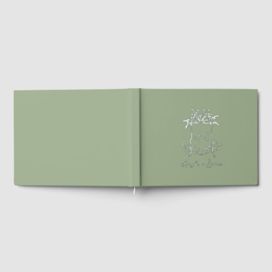 Silver Folie Monogram Sage Green Wedding Gastenboek (Volledig)