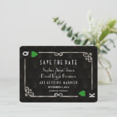 Silver Forest Green Casino Las Vegas Poker Bruilof Save The Date (Staand voorkant)