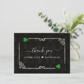 Silver Forest Groen Casino Vegas Poker Bruiloft Bedankkaart (Staand voorkant)