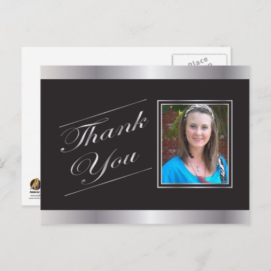 Silver Formal Bedankt Briefkaart (Voorkant / Achterkant)