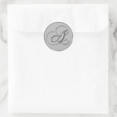 Silver Formal Wedding Monogram A Seal Ronde Sticker (Tas)