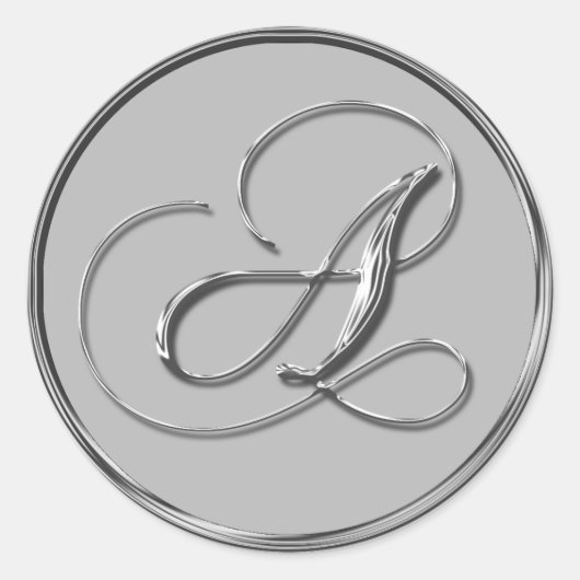 Silver Formal Wedding Monogram A Seal Stickers (Voorkant)