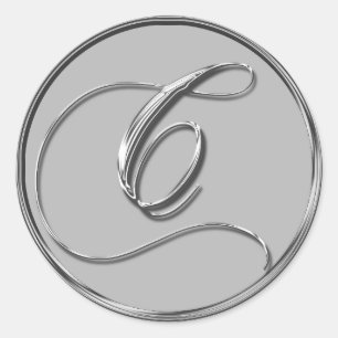 Silver Formal Wedding Monogram C Sticker