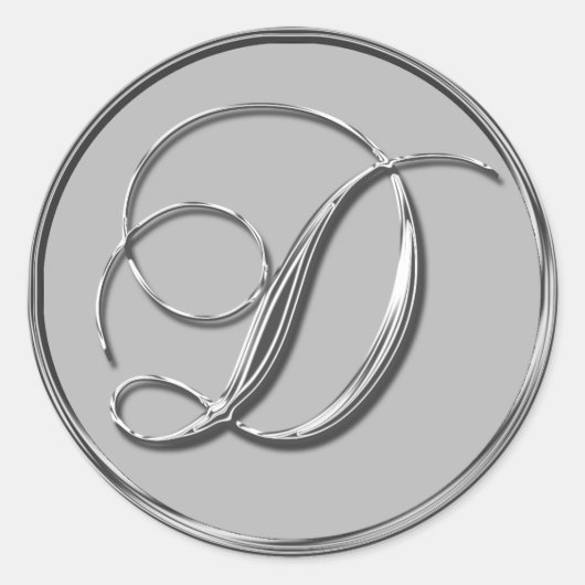 Silver Formal Wedding Monogram D Seal Sticker (Voorkant)