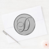 Silver Formal Wedding Monogram D Seal Sticker (Envelop)