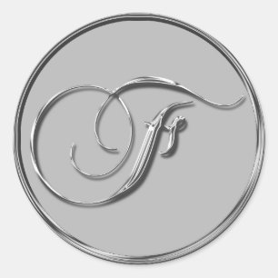 Silver Formal Wedding Monogram F Sticker