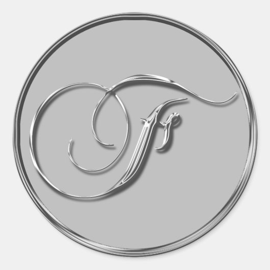 Silver Formal Wedding Monogram F Sticker (Voorkant)