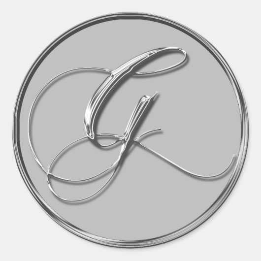 Silver Formal Wedding Monogram G Seal Sticker (Voorkant)