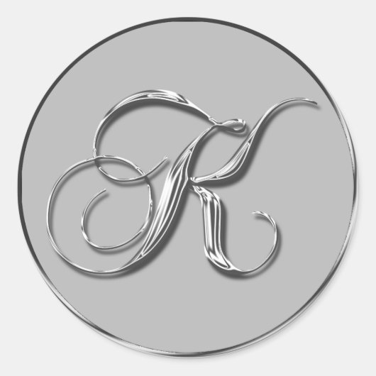 Silver Formal Wedding Monogram K Seal Weddings Ronde Sticker (Voorkant)