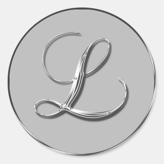 Silver Formal Wedding Monogram L Seal RSVP Invite Ronde Sticker (Voorkant)