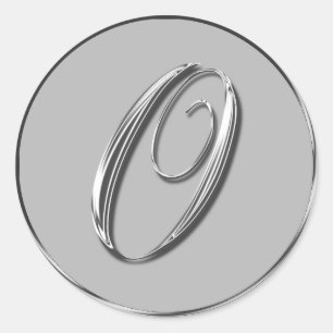 Silver Formal Wedding Monogram O Seal Ronde Sticker