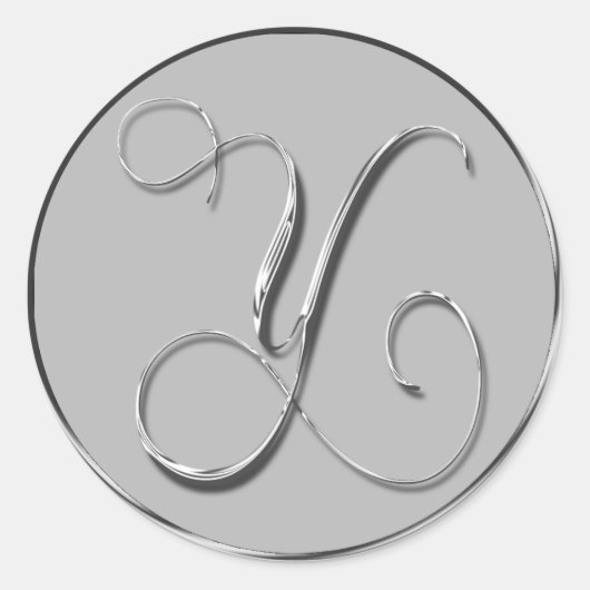Silver Formal Wedding Monogram Y Seal Ronde Sticker (Voorkant)