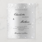 Silver formeel script budget bruiloft uitnodiging (Voorkant)