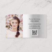 Silver foto QR-code glitter druipt elegant Klantenkaartje (Achterkant)