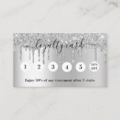 Silver foto QR-code glitter druipt elegant Klantenkaartje (Voorkant)