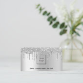 Silver foto QR code glitter druipt vrouw Visitekaartje (Staand voorkant)