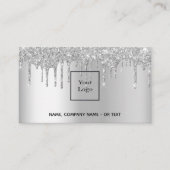 Silver foto QR code glitter druipt vrouw Visitekaartje (Voorkant)