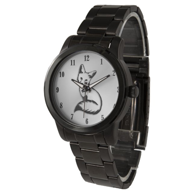 Silver Fox Black-nummers Horloge (Gekanteld)