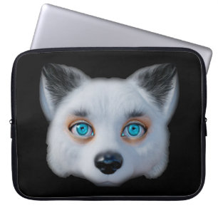 Silver fox blue eyes classic  bumper sticker laptop sleeve