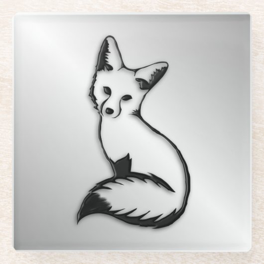 Silver Fox Glazen Onderzetter (Voorkant)