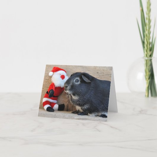 Silver Fox Guinea Pig. en Santa Feestdagen Kaart (Voorkant)