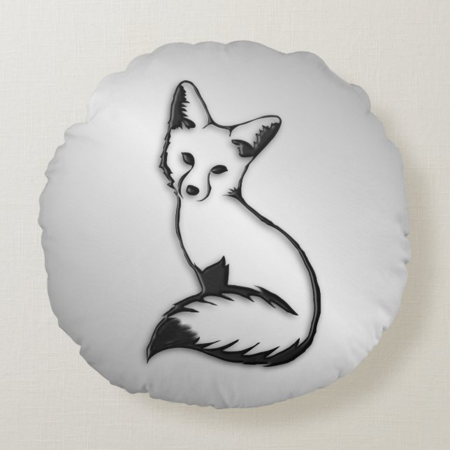Silver Fox Rond Kussen (Voorkant)
