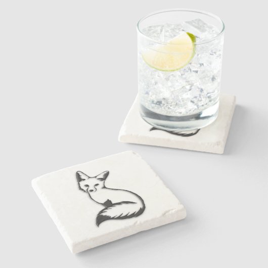 Silver Fox Stenen Onderzetter (Zijkant)