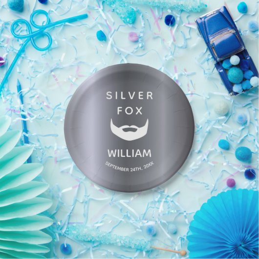 Silver fox verjaardagsbaard mannen grijze trendy papieren bordje (Feest)