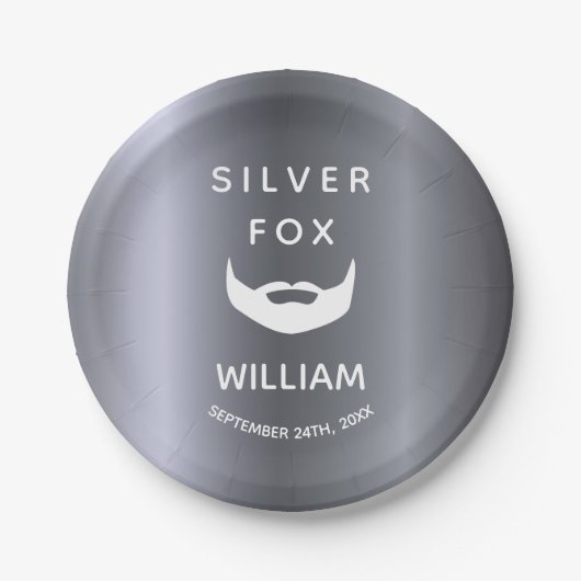 Silver fox verjaardagsbaard mannen grijze trendy papieren bordje (Voorkant)