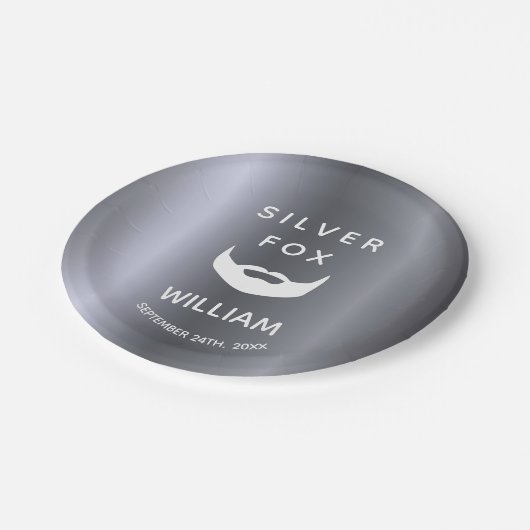 Silver fox verjaardagsbaard mannen grijze trendy papieren bordje (Gekanteld)