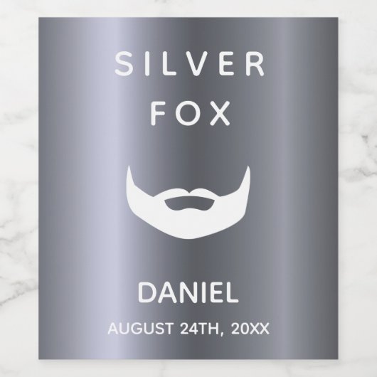 Silver fox verjaardagsbaard mannen grijze trendy wijn etiket (Enkel label)