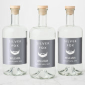Silver fox verjaardagsbakkers man leuk likeurfles etiket (Flessen)