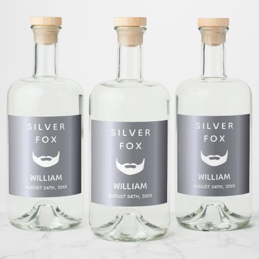 Silver fox verjaardagsbakkers man leuk likeurfles etiket (Flessen)