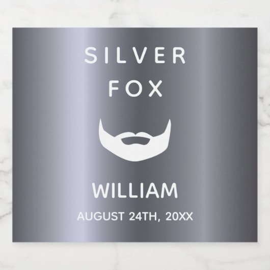 Silver fox verjaardagsbakkers man leuk likeurfles etiket (Enkel label)