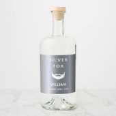 Silver fox verjaardagsbakkers man leuk likeurfles etiket (Voorkant)