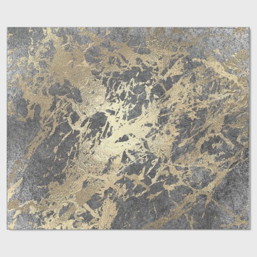 Silver Foxier Gold Marble Shiny Metallic Strokes Cadeaupapier (Vlak)
