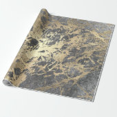 Silver Foxier Gold Marble Shiny Metallic Strokes Cadeaupapier (Uitgerold)