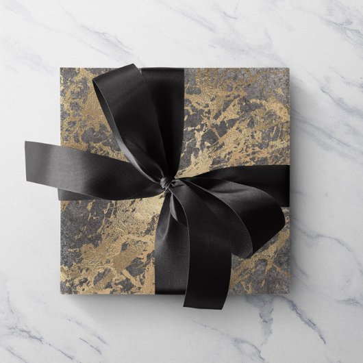 Silver Foxier Gold Marble Shiny Metallic Strokes Cadeaupapier