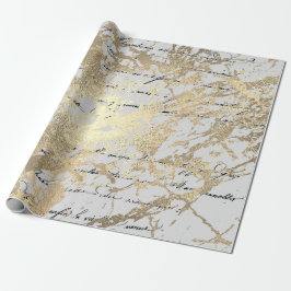 Silver Foxier Gold Script Shiny Metallic Black Cadeaupapier