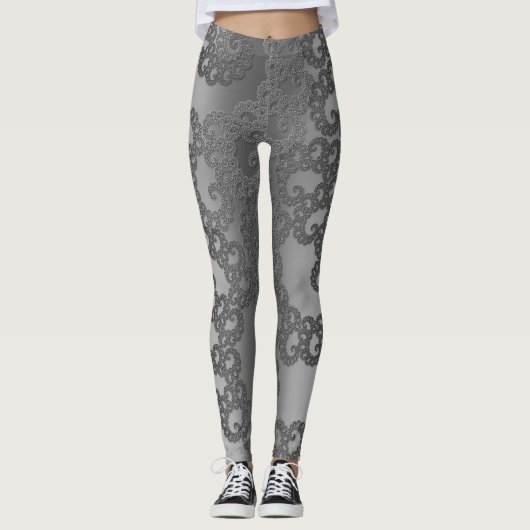 Silver Fractal Art Leggings (Voorkant)