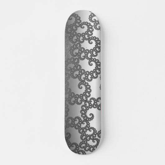 Silver Fractal Art Persoonlijk Skateboard (Voorkant)