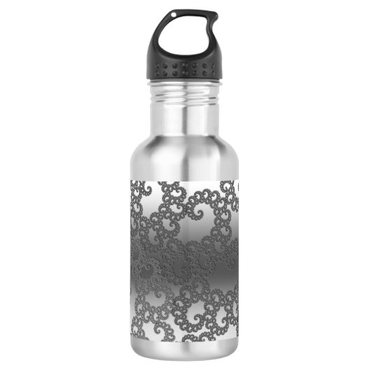 Silver Fractal Art Roestvrij stalen flesje Waterfles (Voorkant)