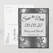 Silver Fractal Save the Date Briefkaart (Voorkant / Achterkant)