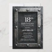 Silver Frame Black Slate 18th Birthday Party Kaart (Voorkant)